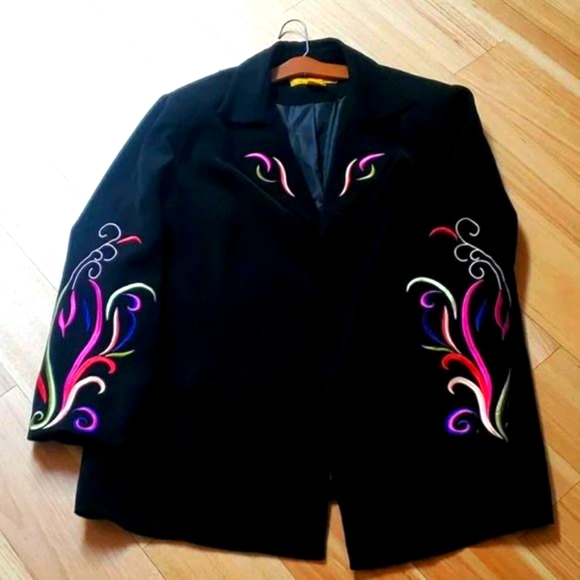 PSALMS: CIV LADIES COLORFULLY EMBROIDERED LUX BLAZER - Picture 6 of 16